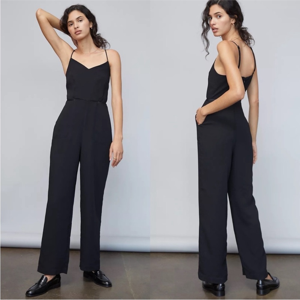 Maeve Anthropologie Black Magdalena Jumpsuit Strappy V-Neck Wide Leg Size 2 - Picture 1 of 15